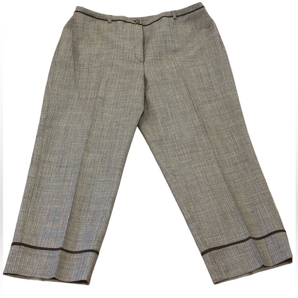VINTAGE HERRINGBONE CROPPED PANT OLD MONEY QUIET LUXURY HARVE BERNARD SZ 16 - Picture 2 of 7